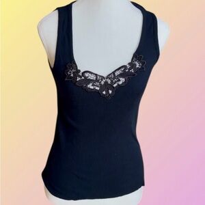 Elegant Black Lace-Embellished Women's Top